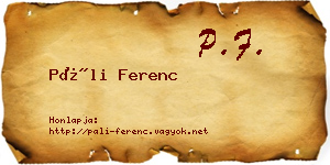 Páli Ferenc névjegykártya